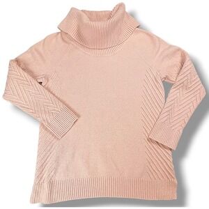 Calvin Klein Turtleneck Sweater Women's Medium Pink Knit Long Sleeve Soft Warm